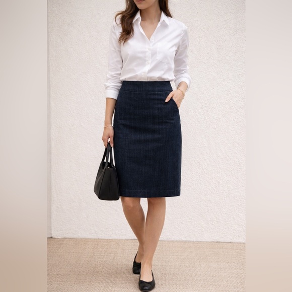 J. Crew Dresses & Skirts - J.Crew Stretch Denim Pencil Skirt Size 6 Dark Wash